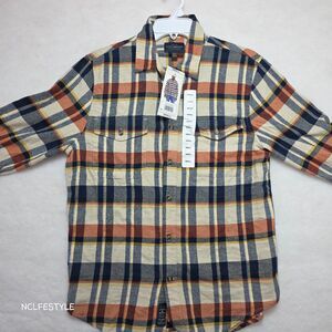 Lucky Brand Men’s Small Plaid Flannel Shirt Long Sleeve Button Front Cotton